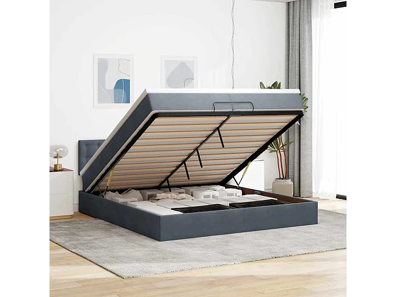 Ottoman bed met matras 200x200 cm fluweel donkergrijs