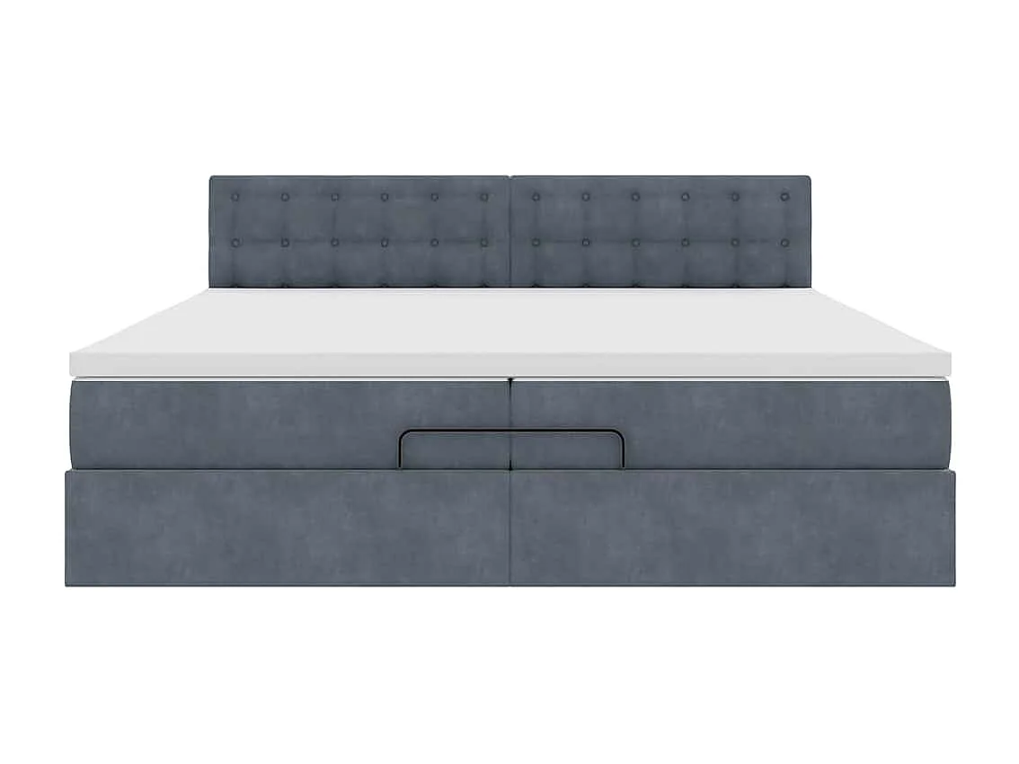 Ottoman-Bett mit Matratze Dunkelgrau 200x200 cm Samt