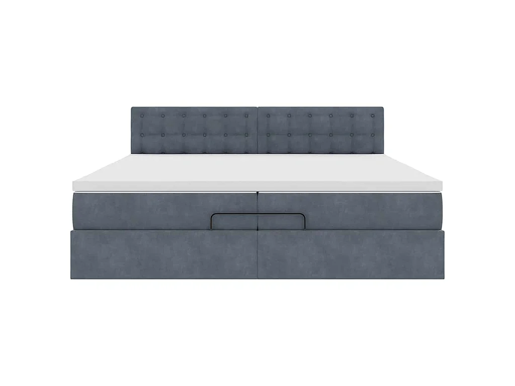 Cadre de lit ottoman avec matelas gris foncé 200x200 cm velours