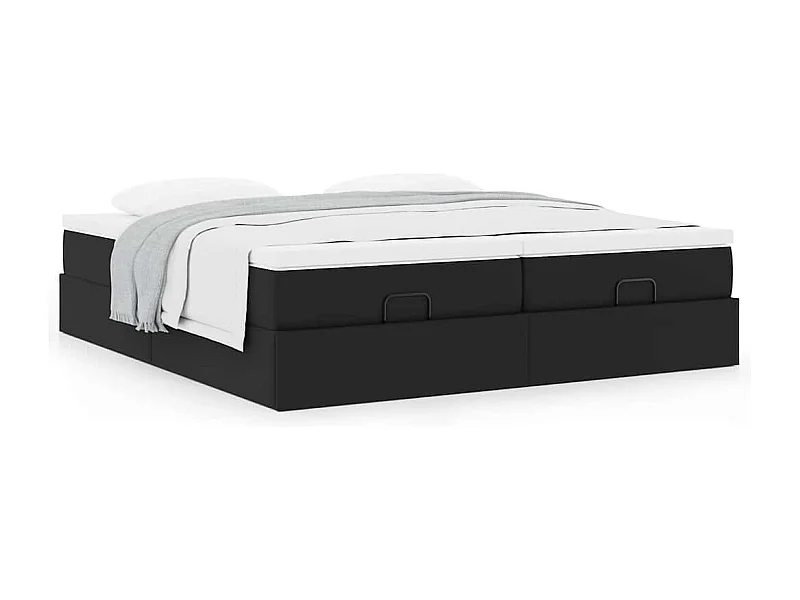 Ottoman-Bett mit Matratzen Schwarz 200x200 cm Kunstleder