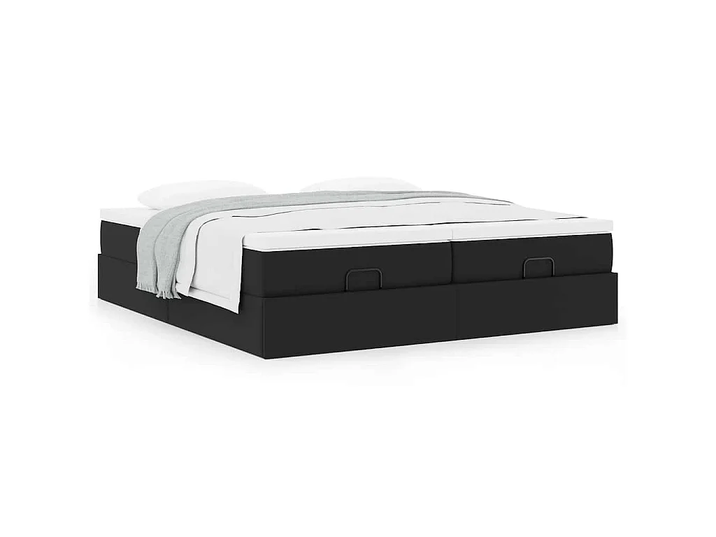 Cadre de lit ottoman avec matelas noir 200x200 cm similicuir
