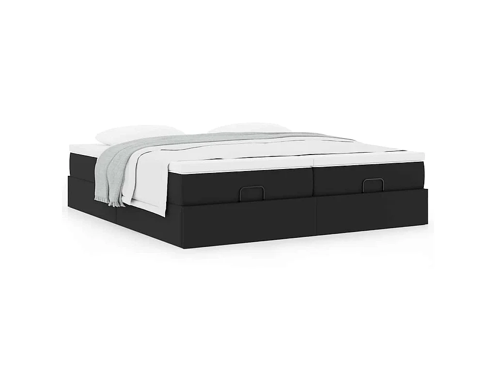 Ottoman-Bett mit Matratzen Schwarz 200x200 cm Kunstleder