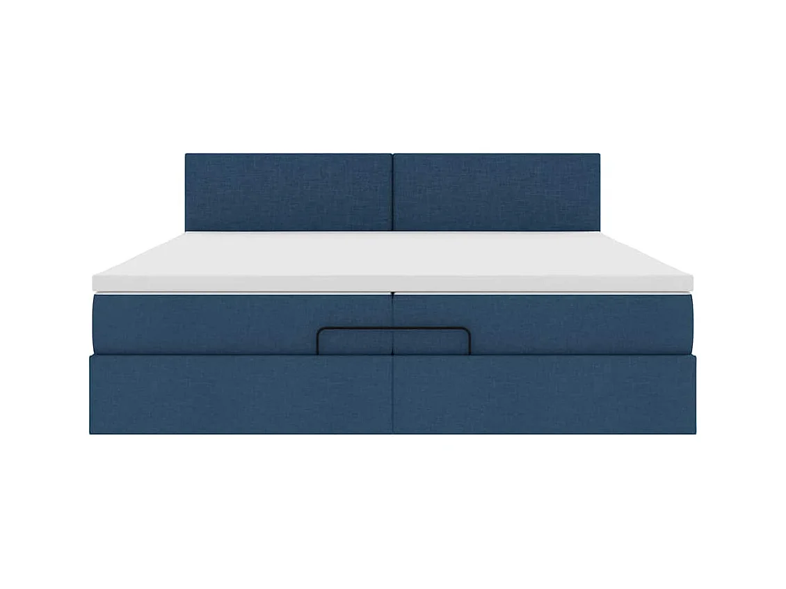 Estructura de cama otomana con colchón tela azul 200x200 cm
