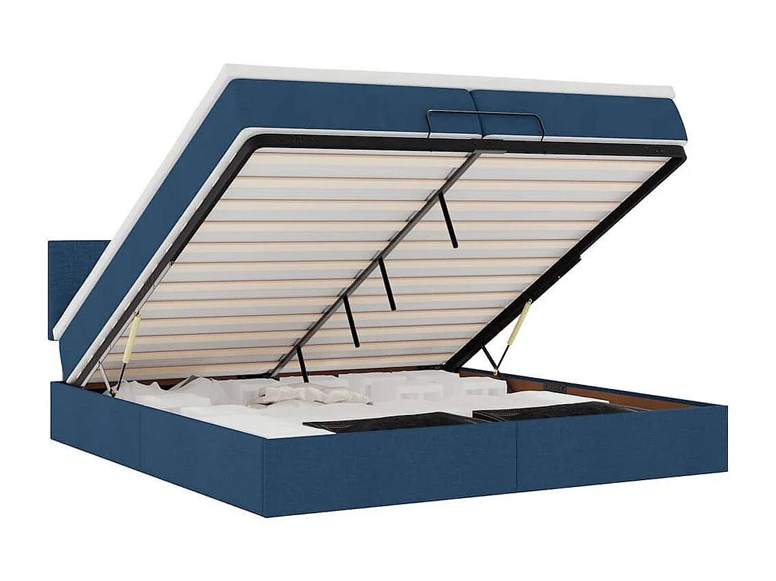 Ottoman bed met matras 200x200 cm stof blauw