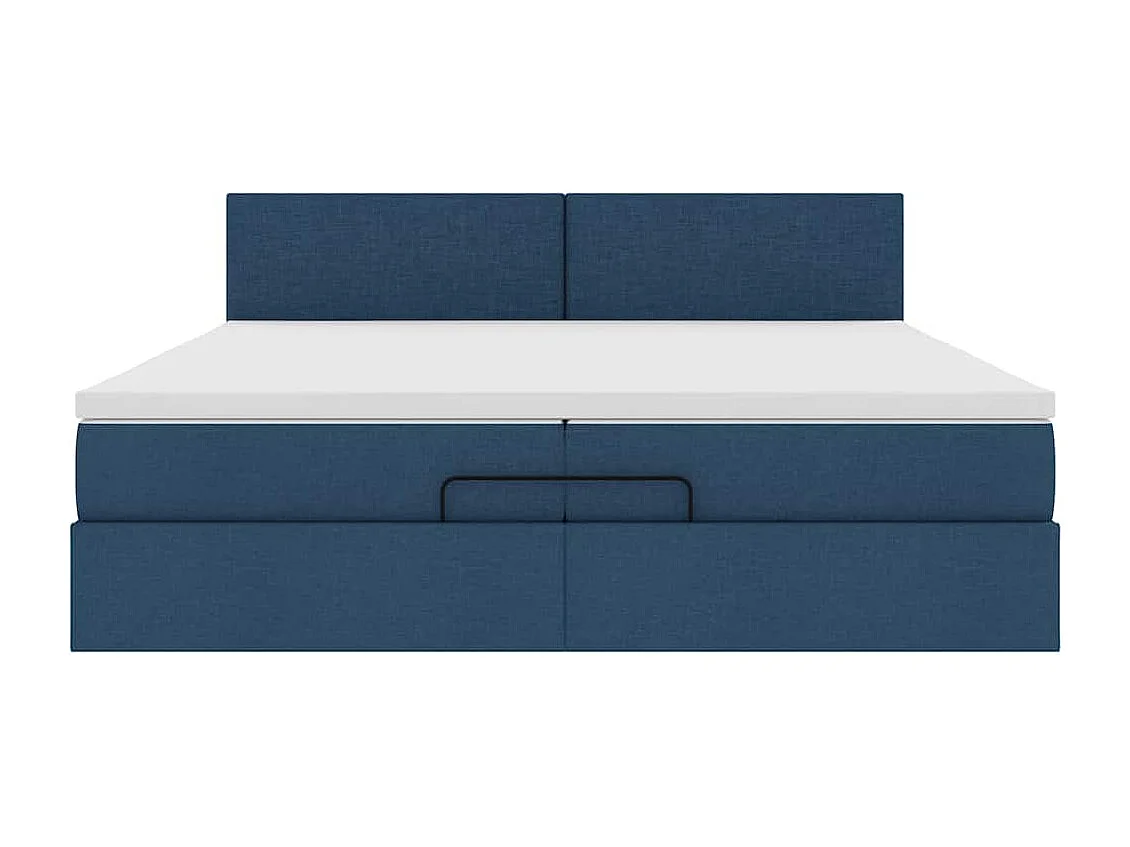 Ottoman bed met matras 200x200 cm stof blauw
