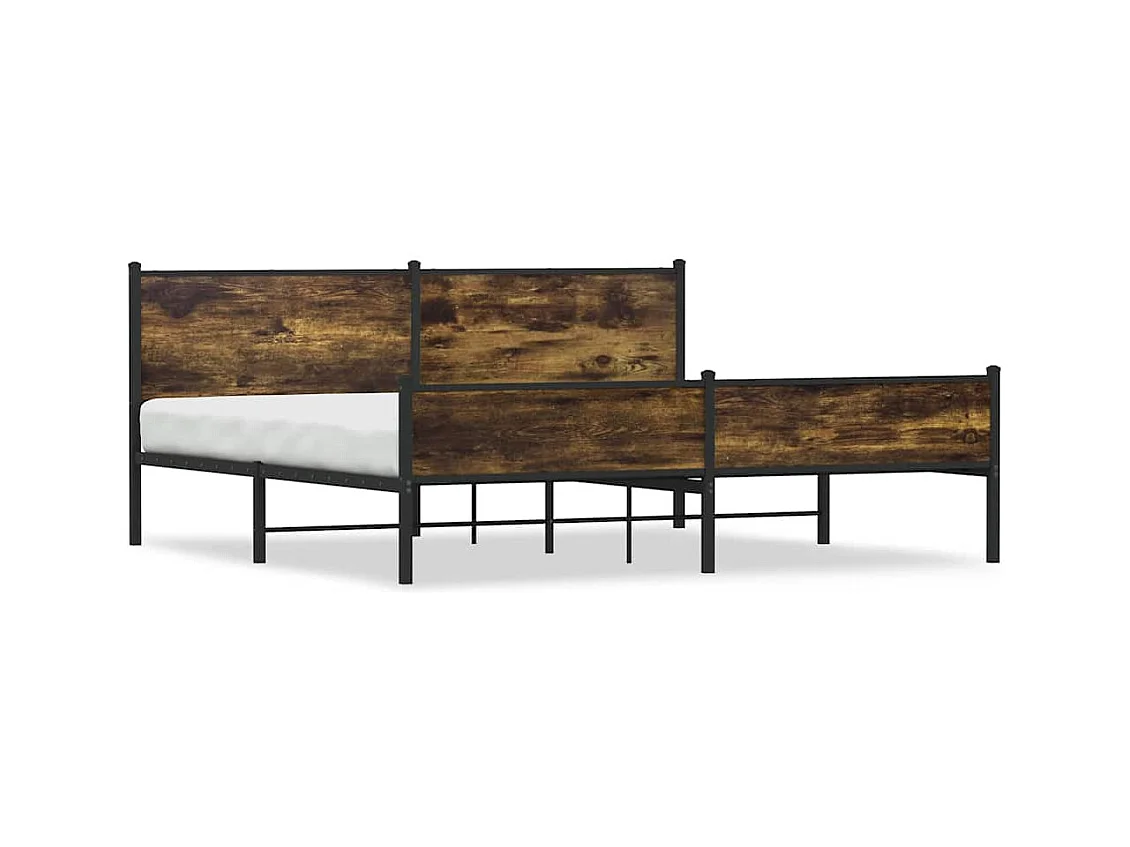 Metallbett ohne Matratze Räuchereiche 193x203 cm