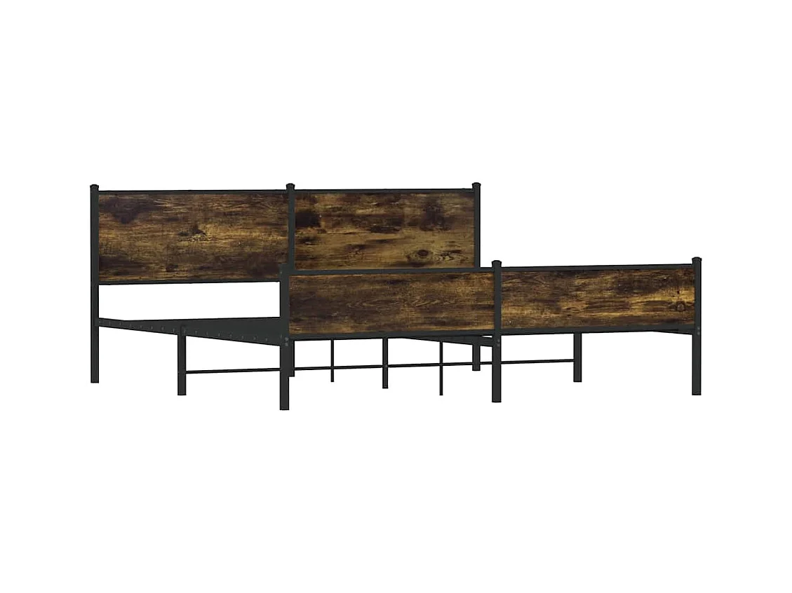 Metallbett ohne Matratze Räuchereiche 193x203 cm
