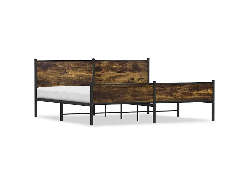 Estructura de cama sin colchón metal roble ahumado 193x203 cm