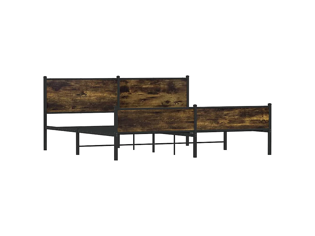 Estructura de cama sin colchón metal roble ahumado 193x203 cm