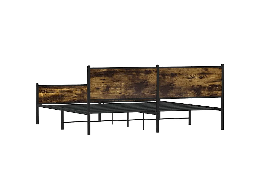 Estructura de cama sin colchón metal roble ahumado 193x203 cm