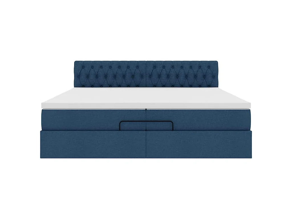 Ottoman bed met matrassen en LED's 200x200cm stof blauw