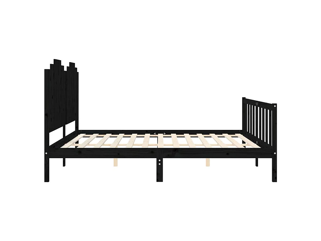 Cadre de lit sans matelas noir 200x200 cm bois massif de pin