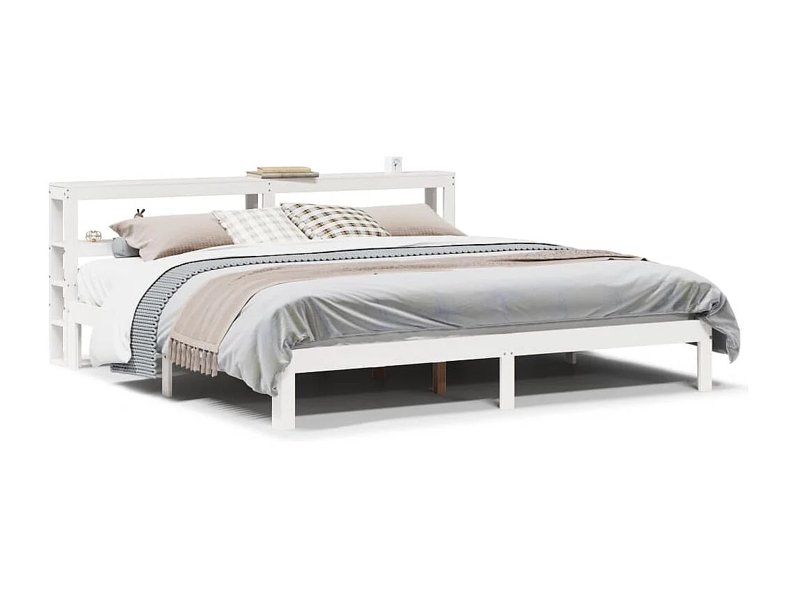 Bedframe met hoofdeinde zonder matras 200x200 cm wit