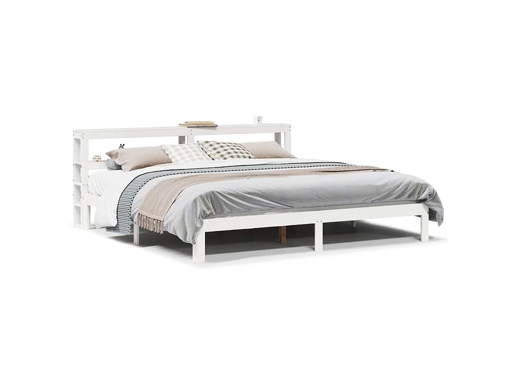 Bettgestell mit Kopfteil ohne Matratze Weiß 200x200 cm