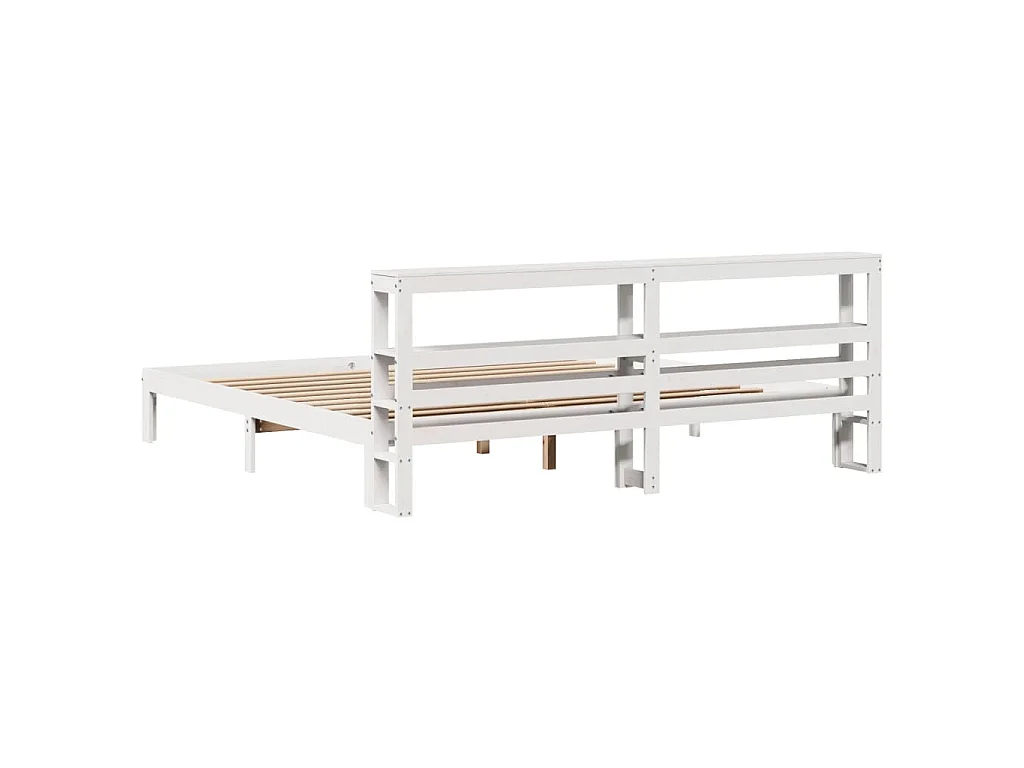 Bettgestell mit Kopfteil ohne Matratze Weiß 200x200 cm