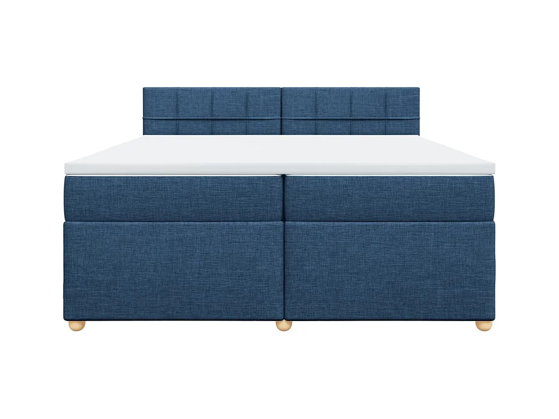Cama box spring con colchón tela azul 200x200 cm