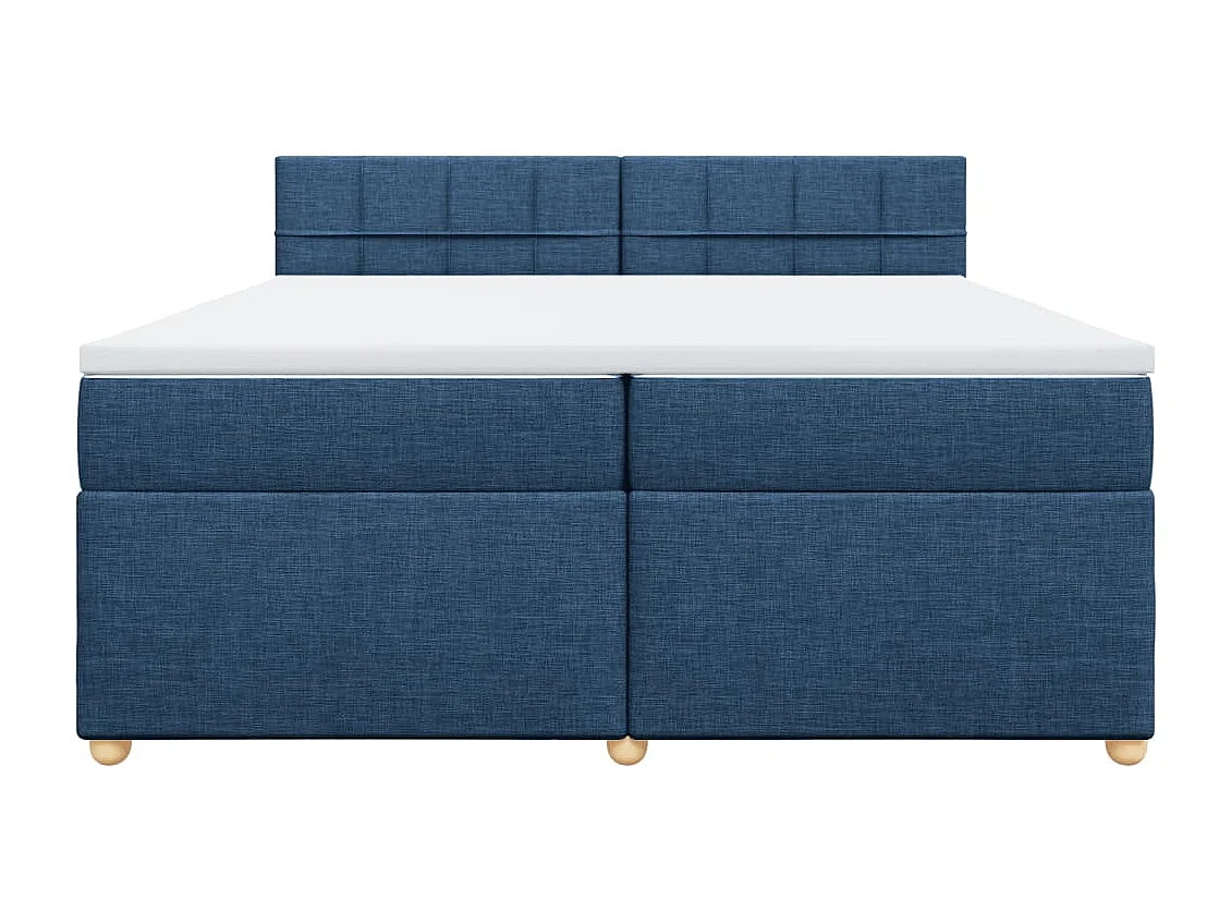 Cama box spring con colchón tela azul 200x200 cm