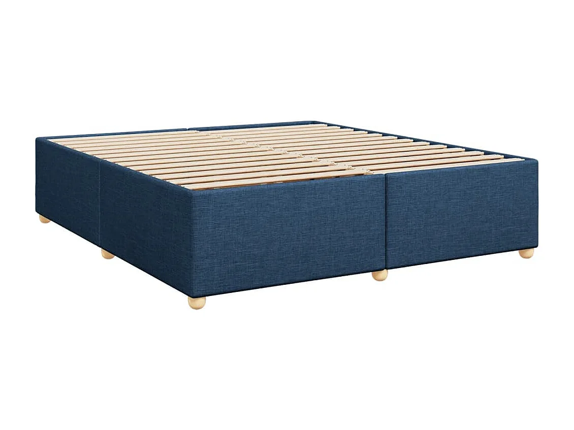 Cama box spring con colchón tela azul 200x200 cm