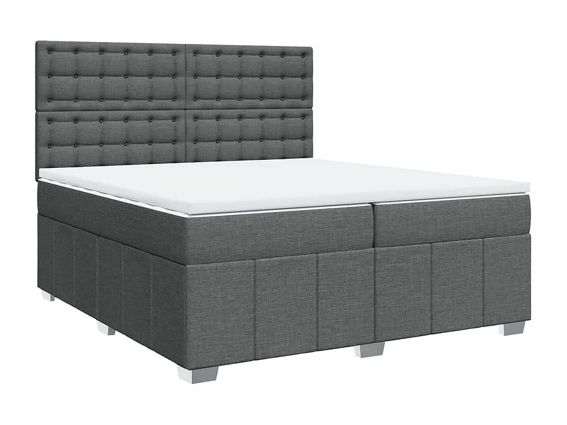 Sommier à lattes de lit avec matelas Gris foncé 200x200cm Tissu