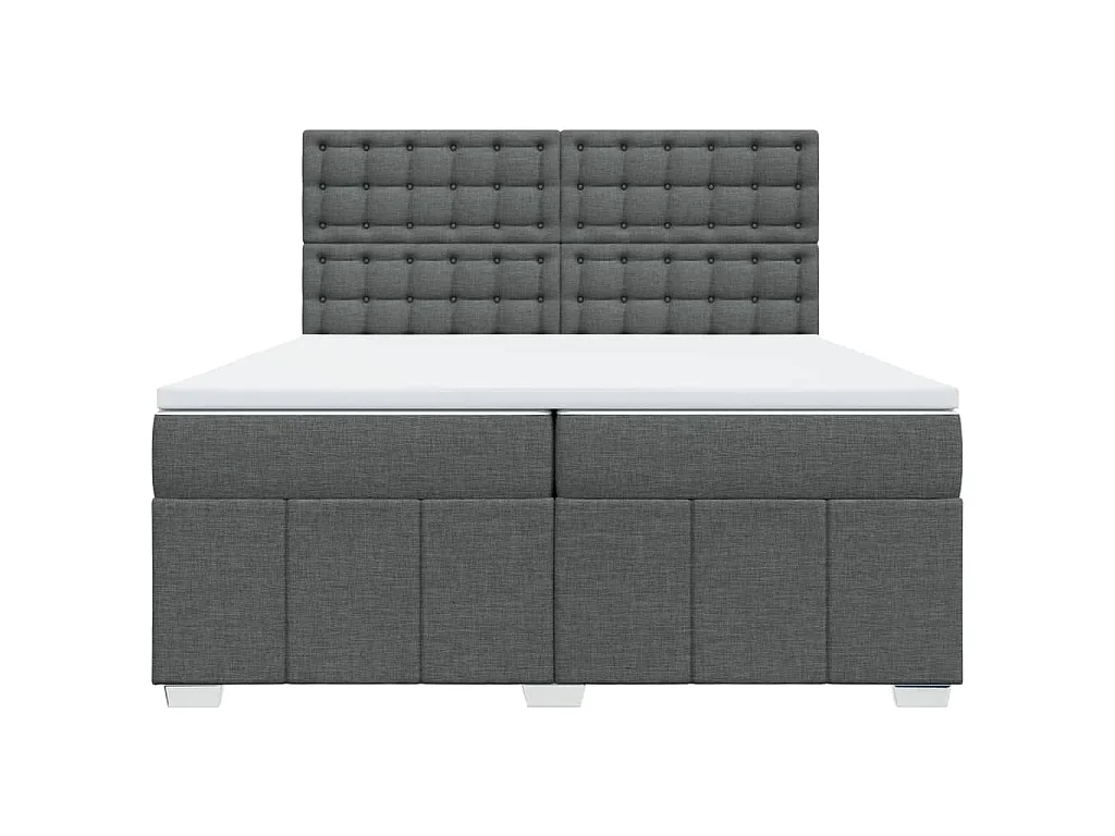 Cama com molas/colchão 200x200 cm tecido cinzento-escuro