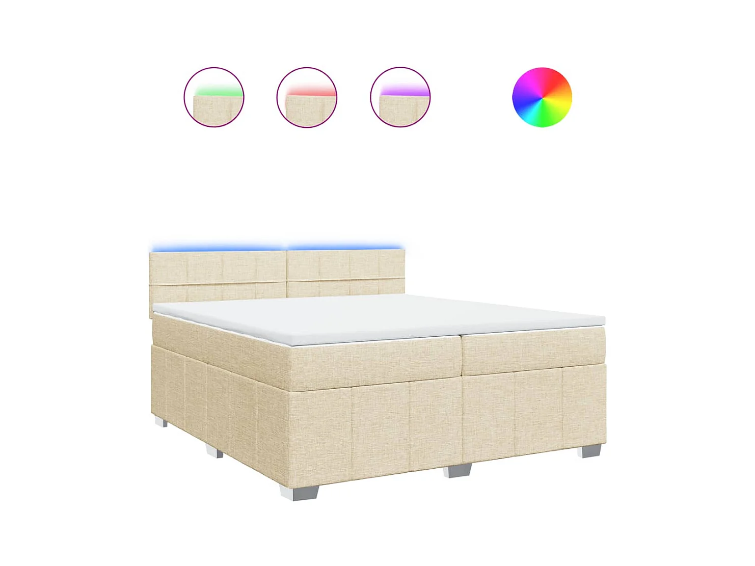 Sommier à lattes de lit avec matelas Crème 200x200 cm Tissu