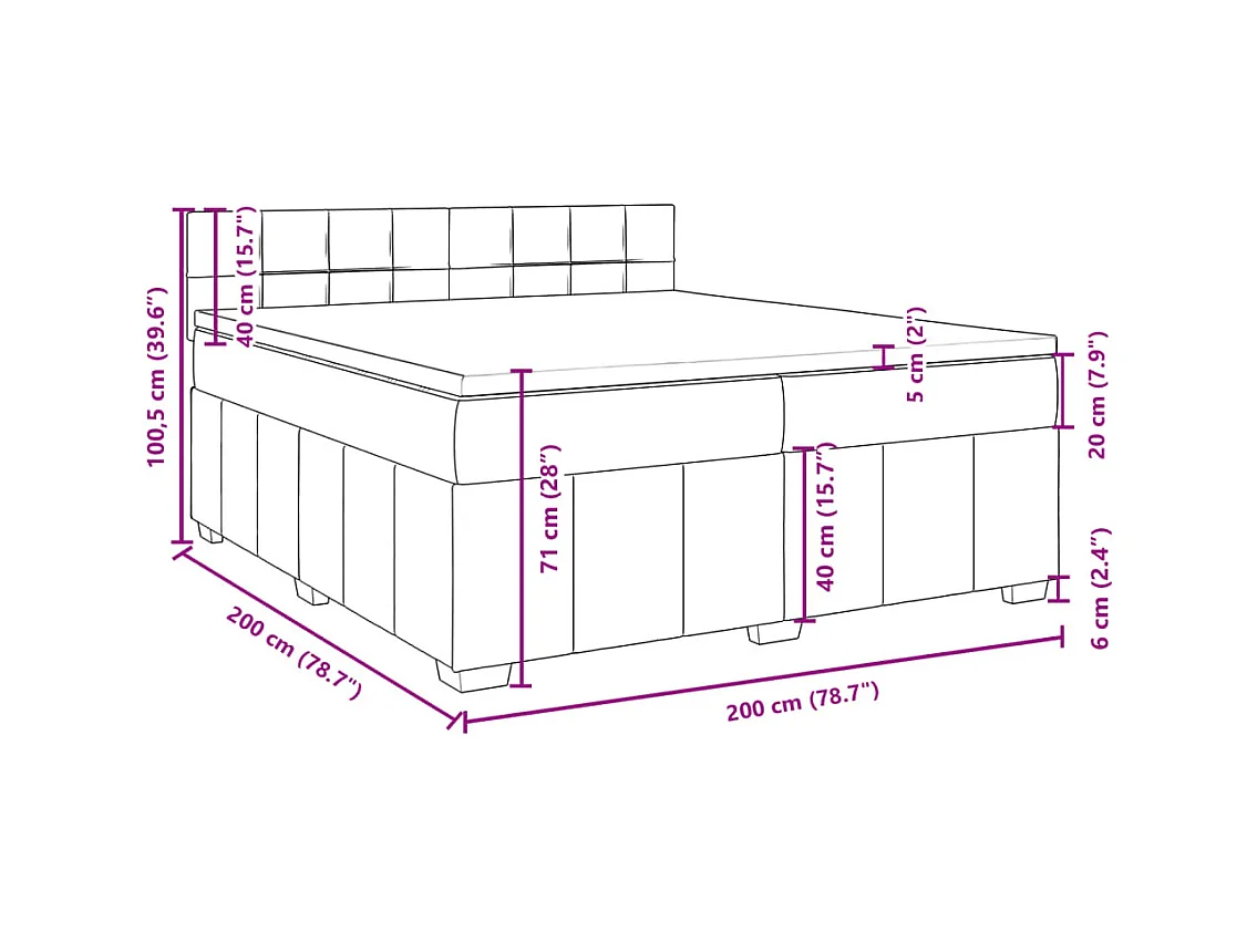 Sommier à lattes de lit avec matelas Crème 200x200 cm Tissu