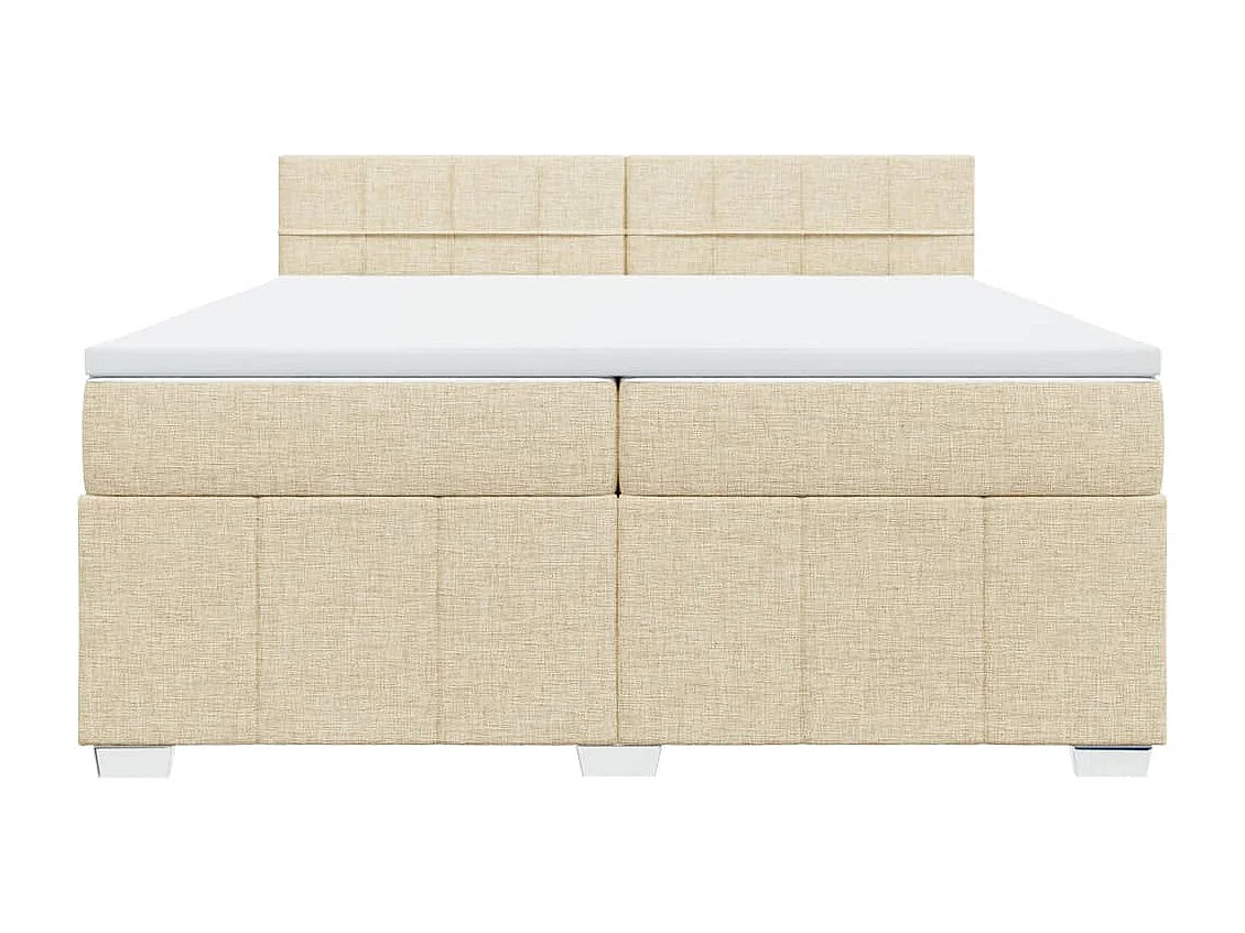Sommier à lattes de lit avec matelas Crème 200x200 cm Tissu