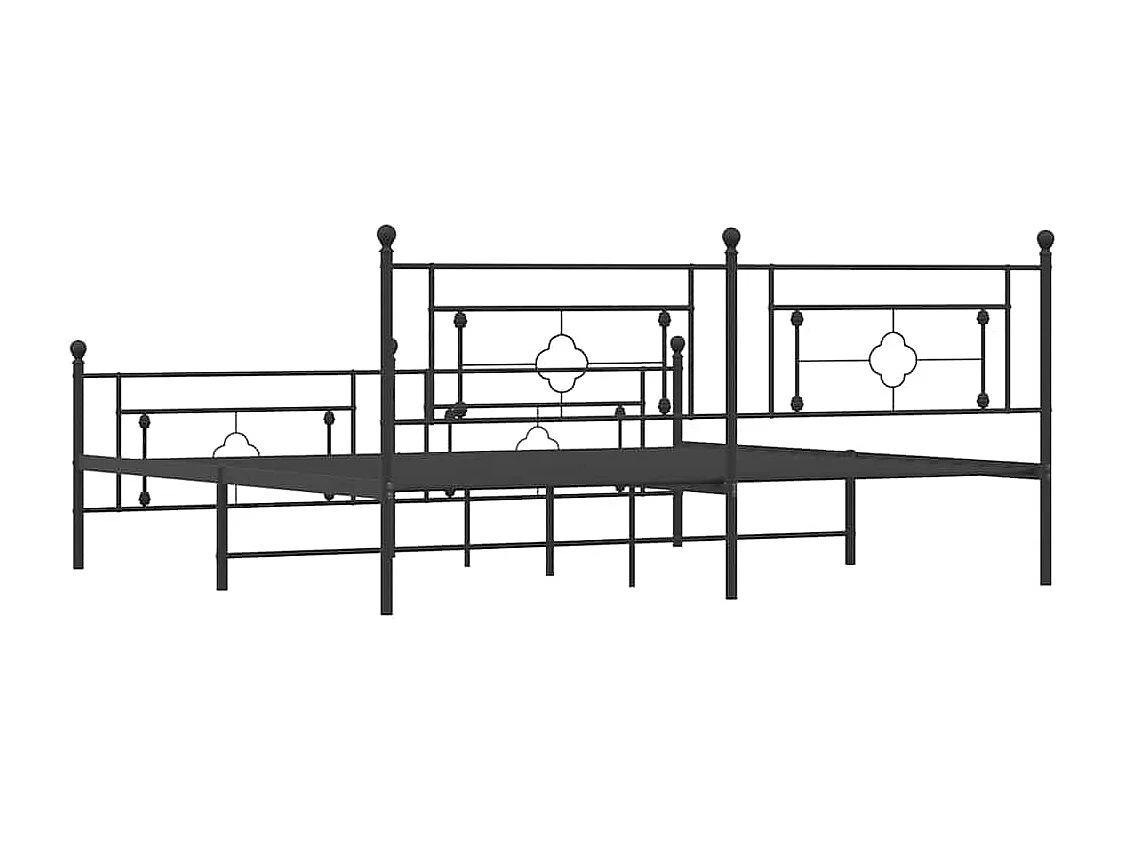 Bettgestell mit Kopf- und Fußteil Metall Schwarz 193x203 cm