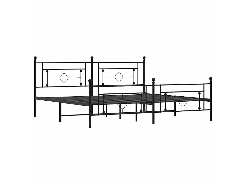 Cadre de lit métal sans matelas avec pied de lit noir 193x203cm