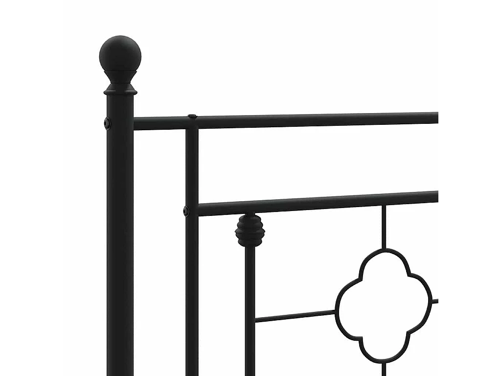 Cadre de lit métal sans matelas avec pied de lit noir 193x203cm