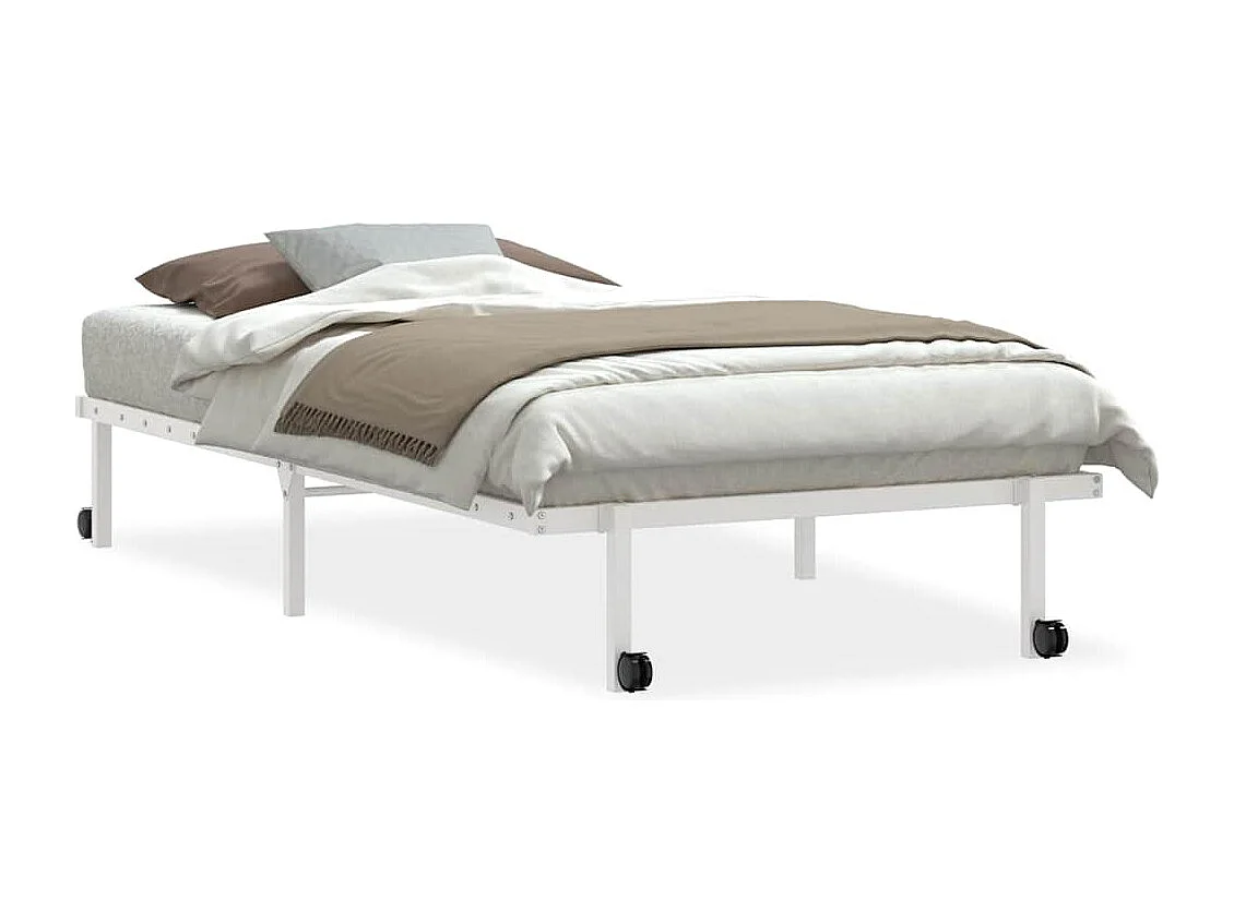 Cadre de lit sans matelas pliable blanc 107x203 cm acier