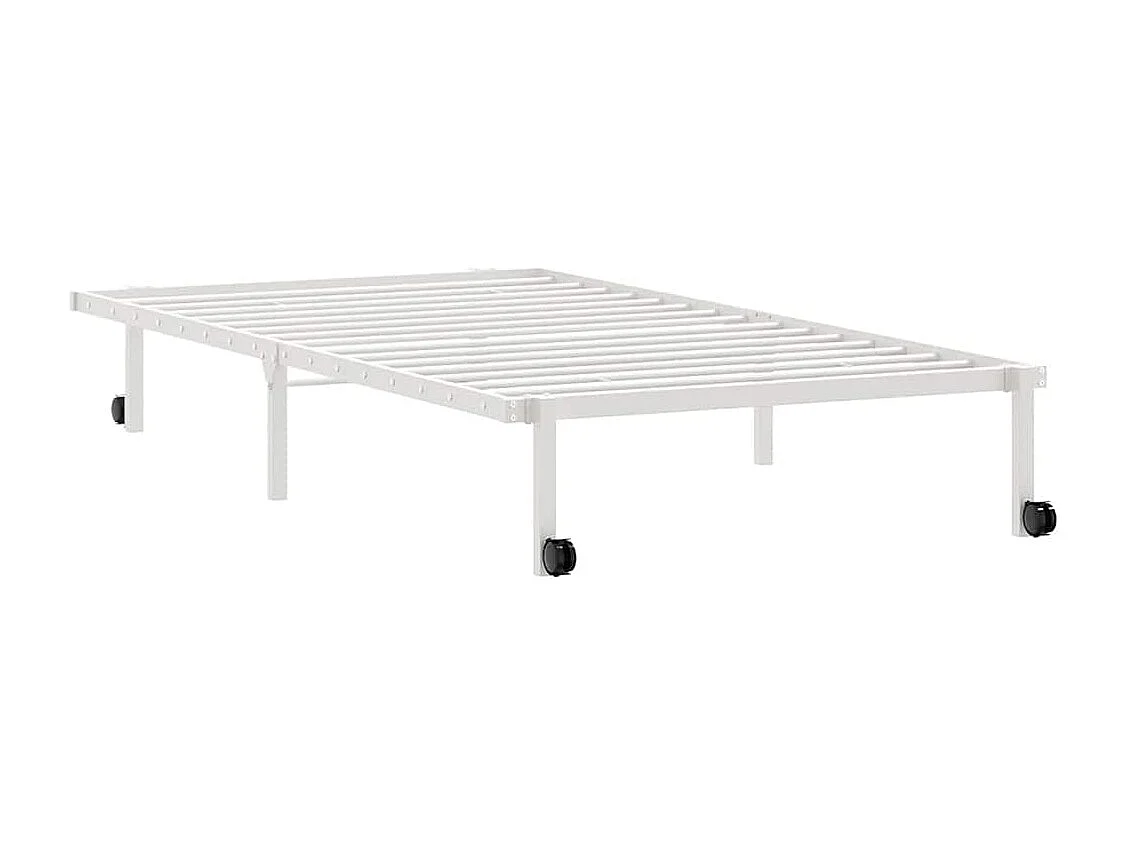 Cadre de lit sans matelas pliable blanc 107x203 cm acier