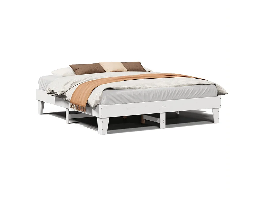 Bedframe zonder matras massief grenenhout wit 200x200 cm