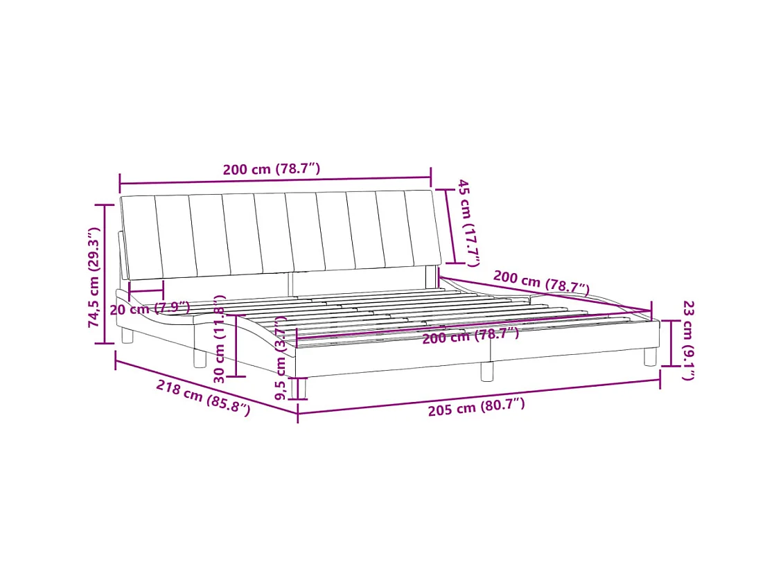 Bedframe zonder matras "Hanko" 200x200 cm fluweel lichtgrijs