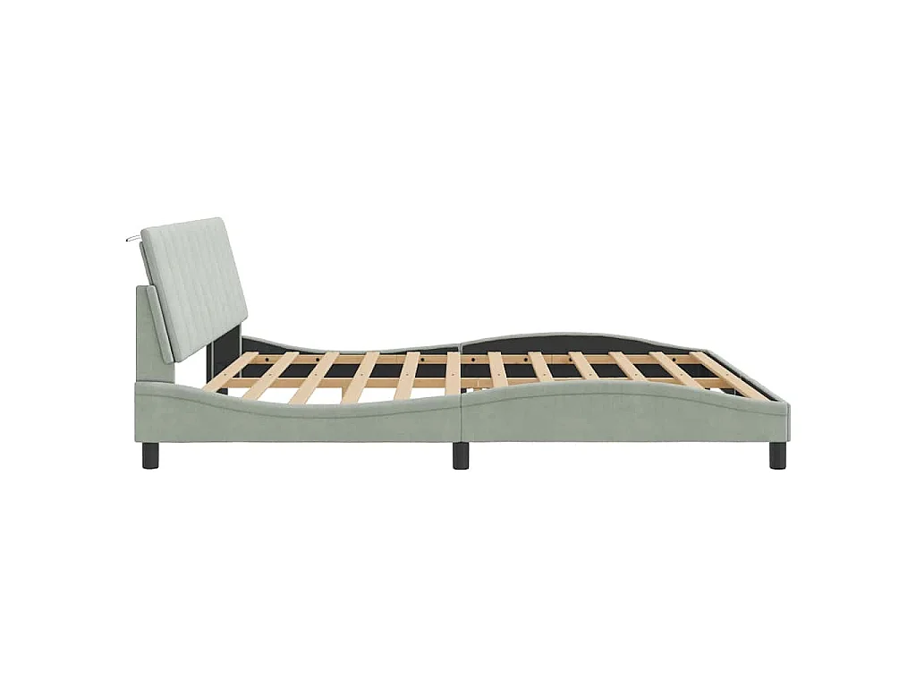 Bedframe zonder matras "Hanko" 200x200 cm fluweel lichtgrijs