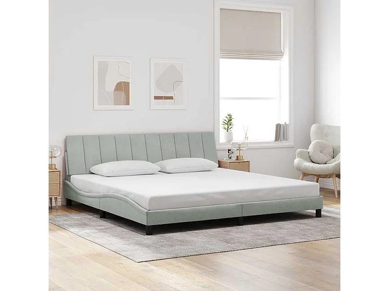 Cadre de lit sans matelas Hanko gris clair 200x200 cm velours