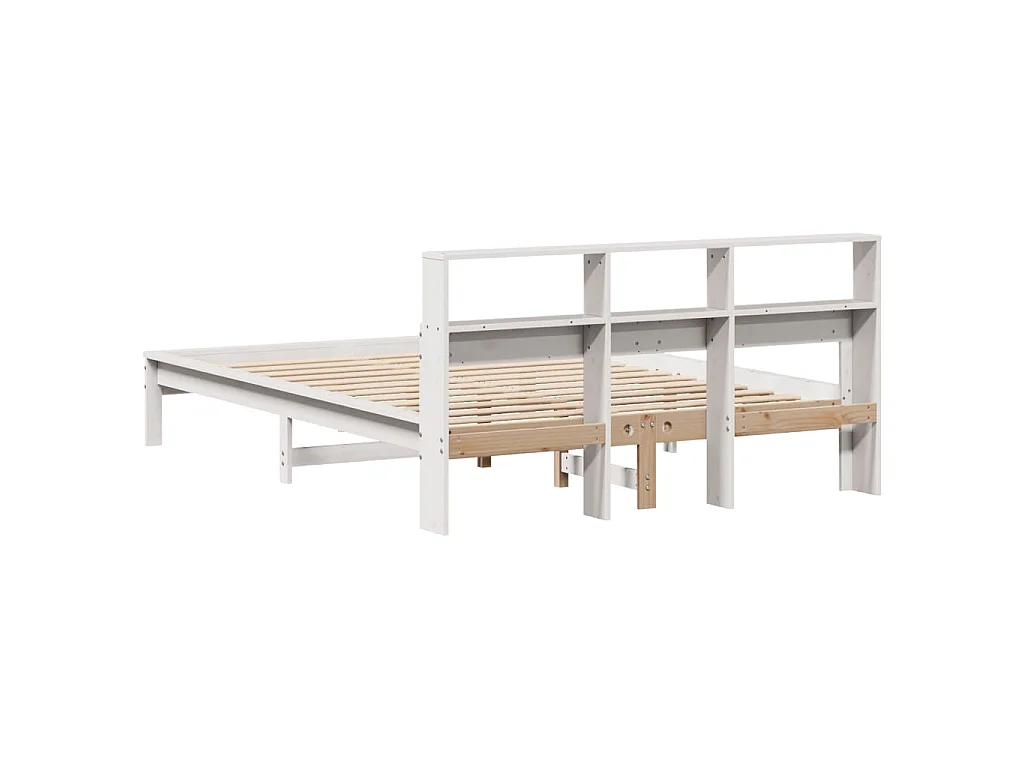 Bedframe zonder matras massief grenenhout wit 150x200 cm