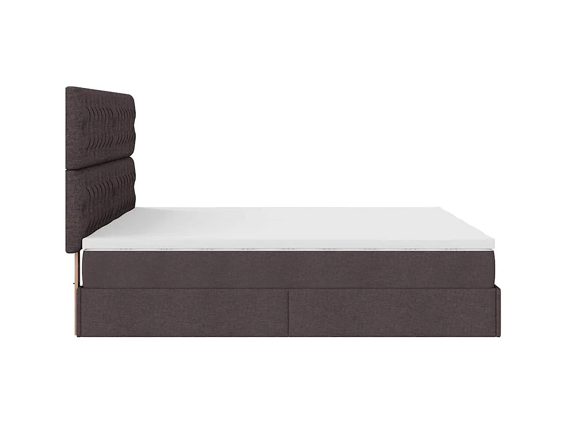 Cadre de lit ottoman avec matelas marron foncé 200x200 cm tissu