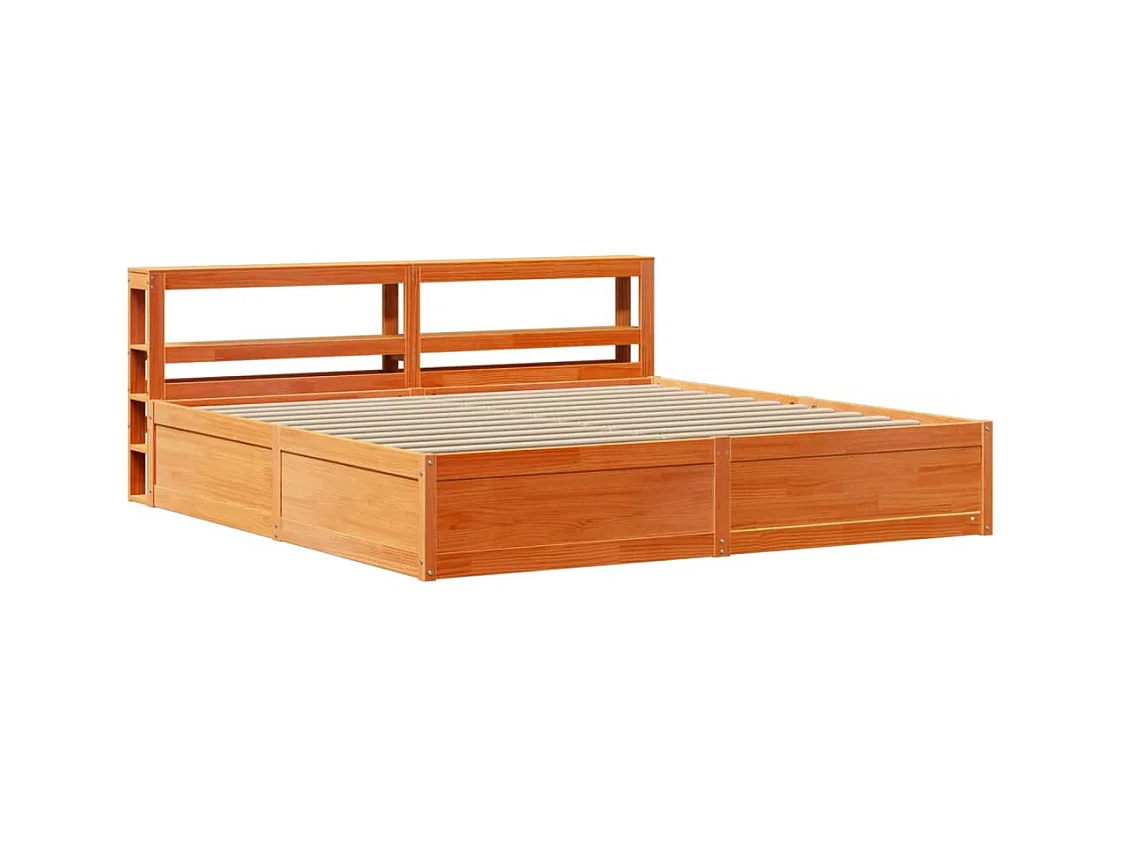 Cadre de lit et tête de lit cire marron 200x200 cm bois de pin