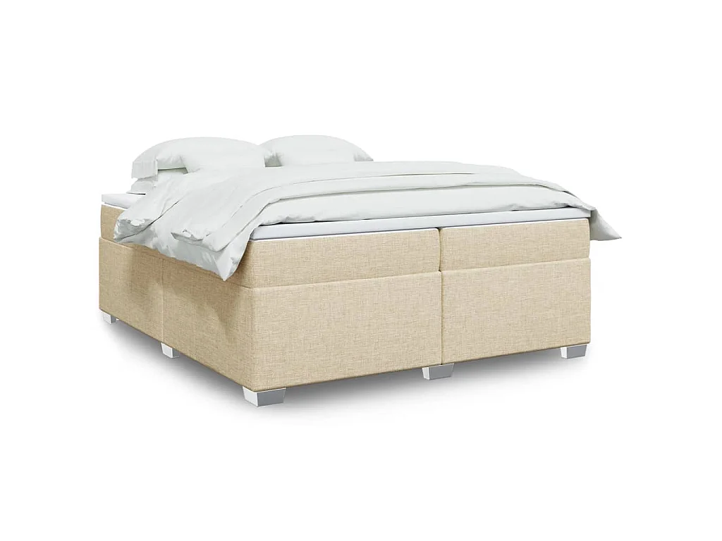 Giroletto a Molle con Materasso Crema 200x200 cm in Tessuto