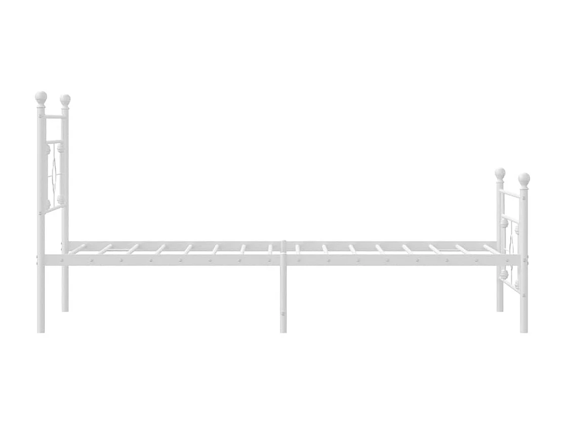 Cadre de lit métal sans matelas et pied de lit blanc 107x203 cm
