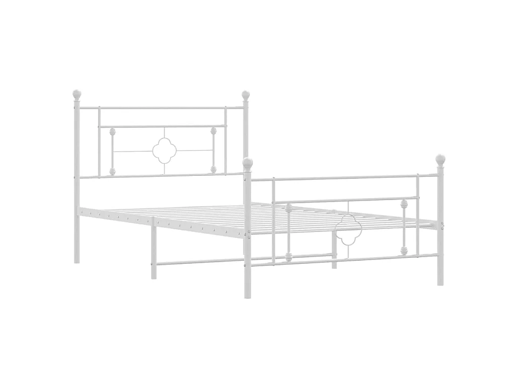 Cadre de lit métal sans matelas et pied de lit blanc 107x203 cm