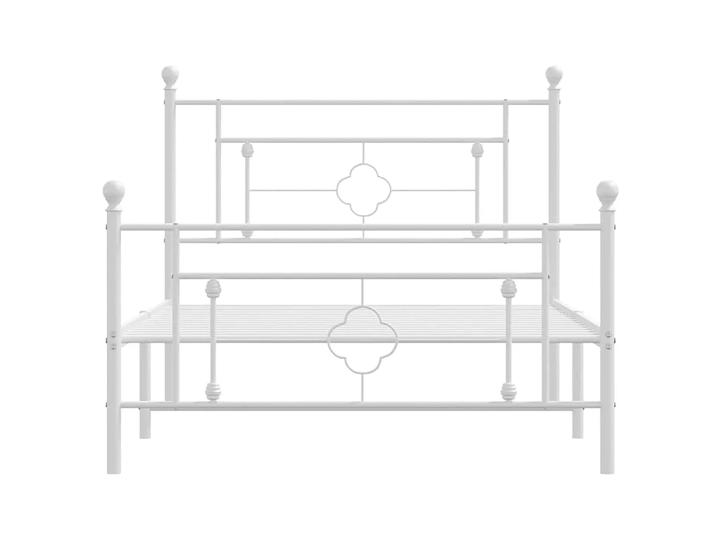 Cadre de lit métal sans matelas et pied de lit blanc 107x203 cm