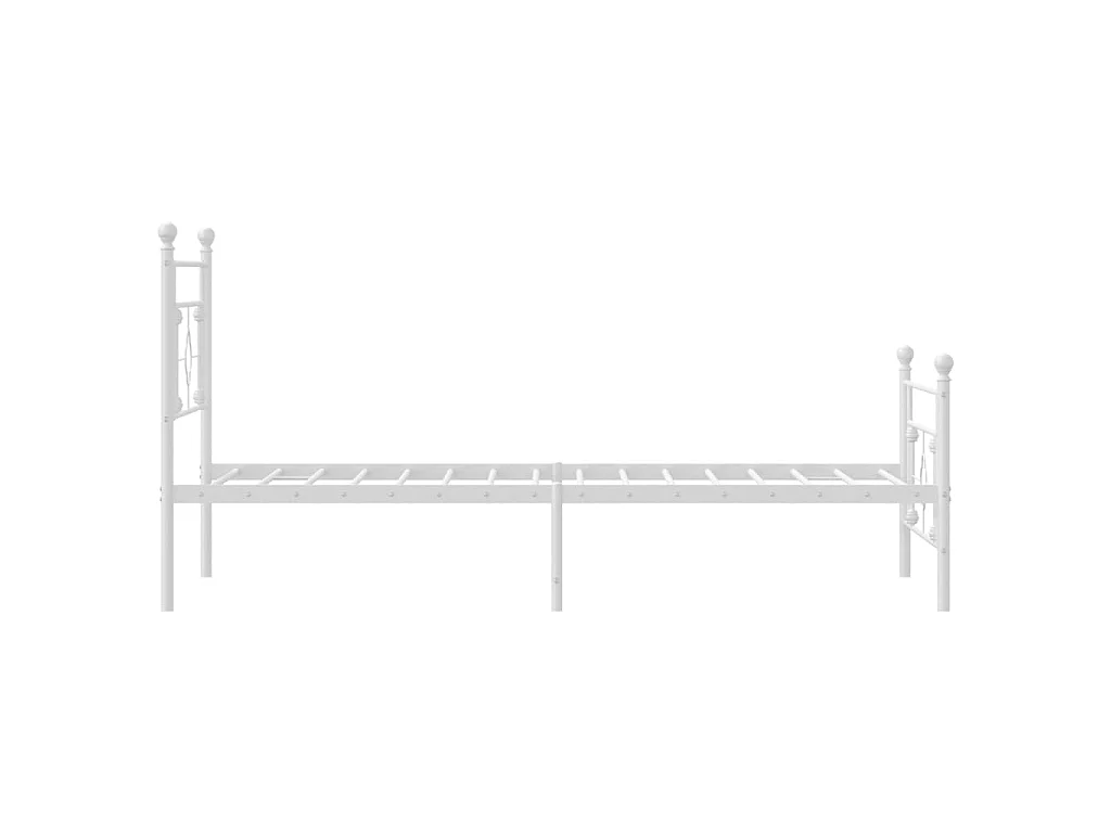 Cadre de lit métal sans matelas et pied de lit blanc 107x203 cm
