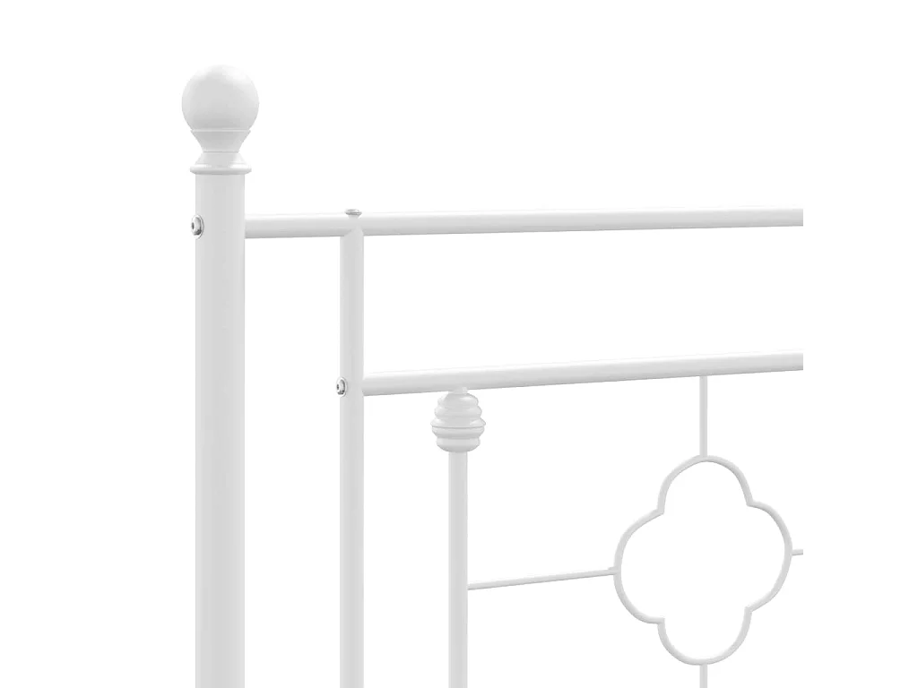 Cadre de lit métal sans matelas et pied de lit blanc 107x203 cm