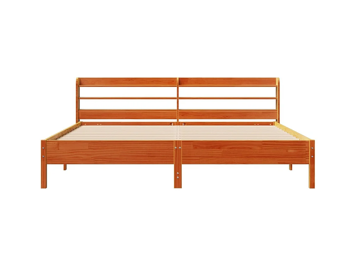 Letto senza Materasso Marrone Cera 200x200 cm in Legno di Pino