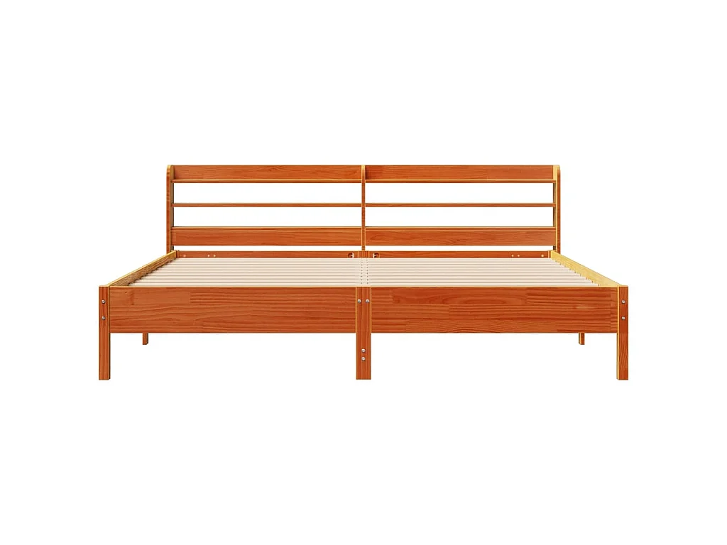 Letto senza Materasso Marrone Cera 200x200 cm in Legno di Pino