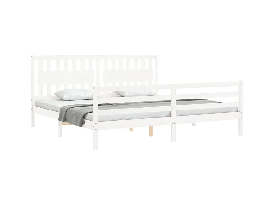 Cadre de lit sans matelas blanc 200x200 cm bois massif