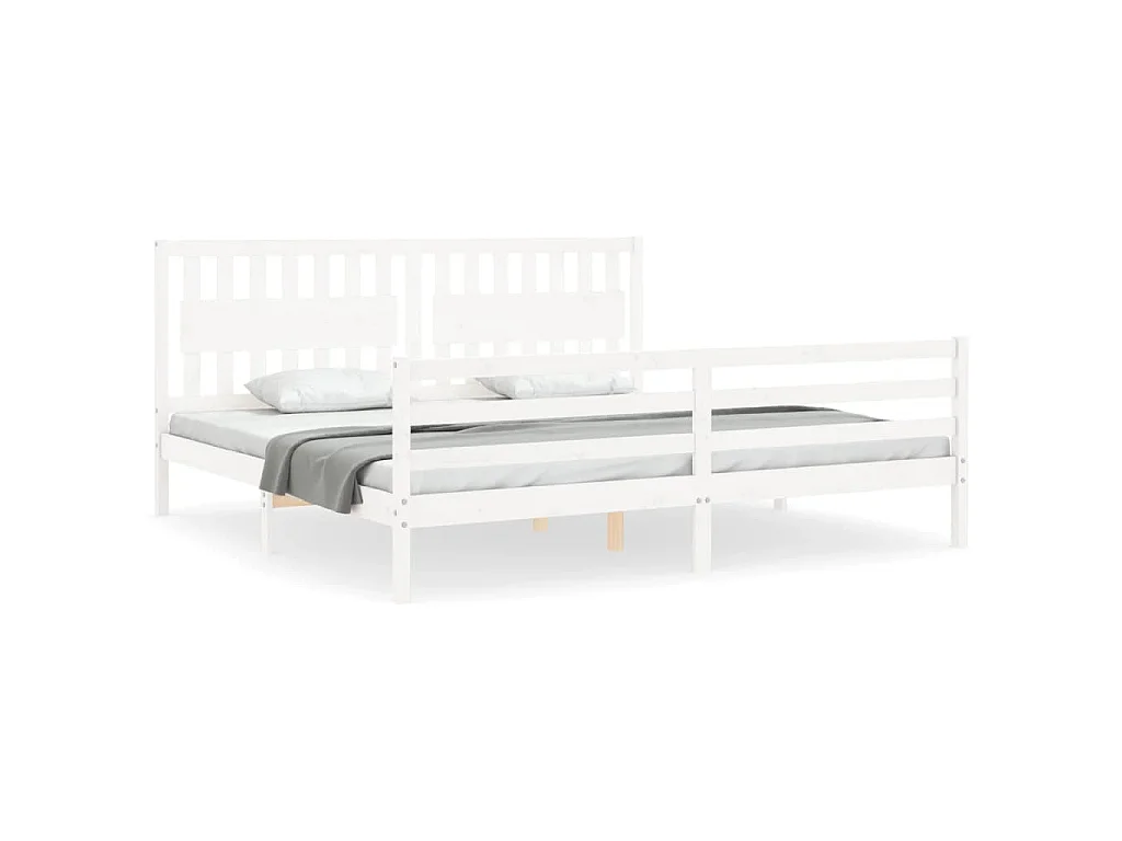 Giroletto con Testiera Bianco 200x200 cm in Legno Massello