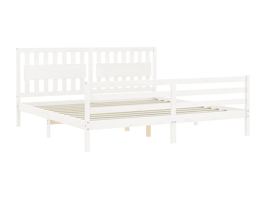 Giroletto con Testiera Bianco 200x200 cm in Legno Massello